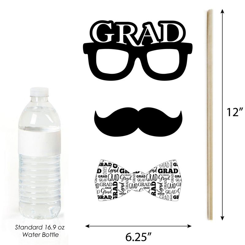 Big Dot of Happiness Black and White 2024 Graduation Party Photo Booth Props Kit - 20 Count, 3 of 7