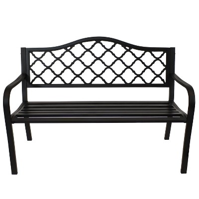 Sunnydaze 50-Inch Black Cast Iron Lattice Outdoor Garden Bench
