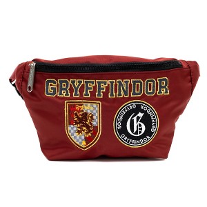 The Wizarding World of Harry Potter Bag, Fanny Pack Gryffindor Patches Embroidered Burgundy, Canvas - 1 of 4