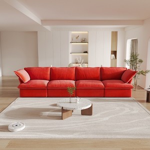 WJShome Sectional Couches for LivingRoom,162.98"Cloud Modular Sectional Sofa, Velvet Deep Couch,4 Seats Living Room Sets,Cushion Covers Removable - 1 of 4