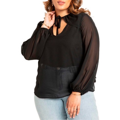 Women's Plus Size Chiffon Blouse Ruffle Hem Floral Wrap Tops