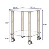 Syemin Rectangular Side Table Set, Two-Layer Coffee Table with Tempered Glass Top for Modern Living Room, White, 15.75"*15.75"*19.37" - 3 of 4