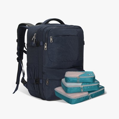 Hynes Eagle Voyager 44L Expandable Travel Backpack x PackPal Cube Set -Navy