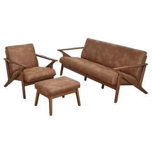 Bianca Livingroom Set Caramel Brown - Buylateral: Mid Century Sofa, Chair & Ottoman Set - 1 of 3