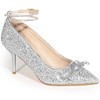 BLISSFUL STEP Women's Rhinestone Bow Glitter Pointed Toe Stiletto Heel Pumps - 2 of 4