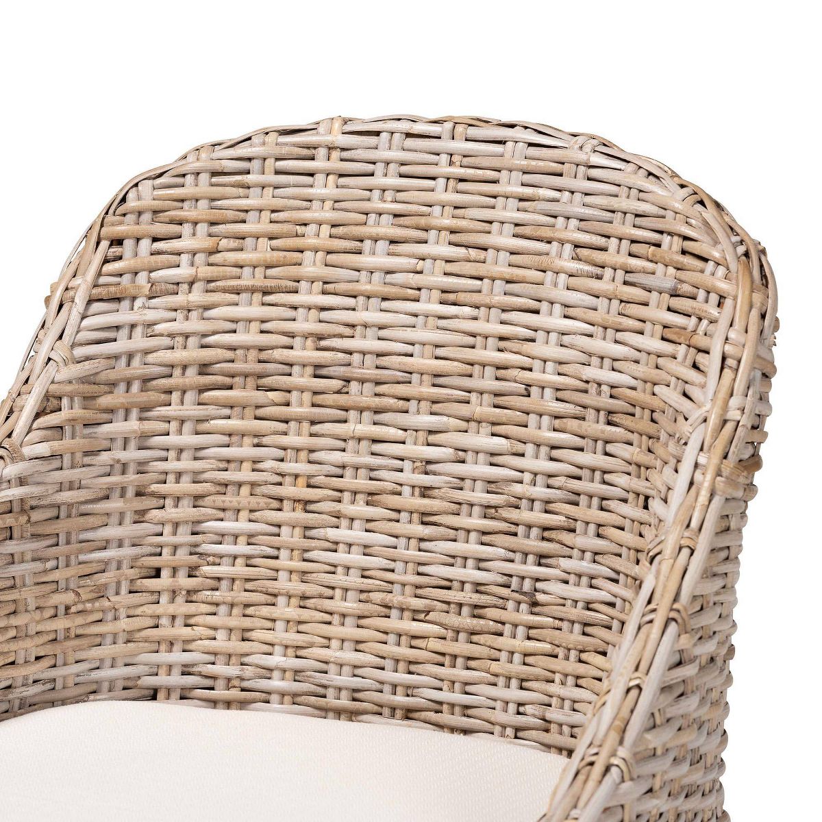 bali & pari Lara Rattan and Mahogany Wood Dining Chair Kubu Gray/Rustic Taupe - thumbnail 6