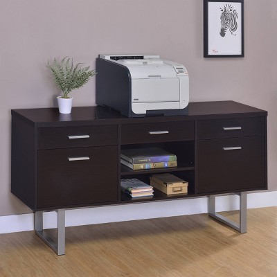 Contemporary 60'' Brown Home Office Desk with Filing Cabinet