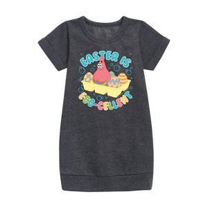 - SpongeBob SquarePants - Easter Is Egg Graphic Short Sleeve Fleece Dress - 1 of 4