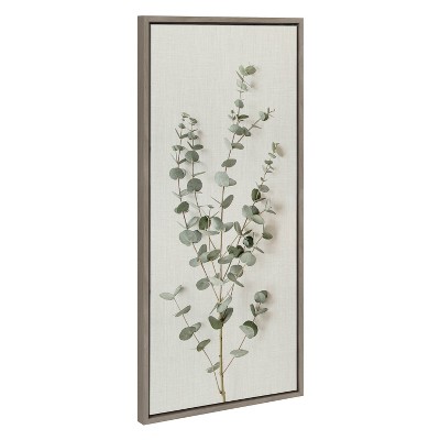 Gray Framed Eucalyptus Botanical Canvas Wall Art, 18" x 40"