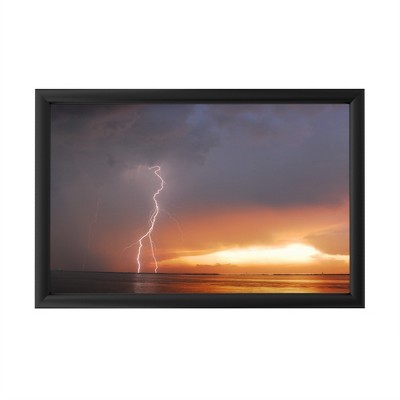 Trademark Fine Art - Kurt Shaffer;  'Lightning Sunset IV' - Backlit LED Lightbox with Metal Frame - Ready to Hang with Anti-Glare Acrylic Cover