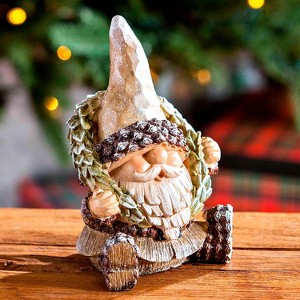 Evergreen Resin Woodland Gnome Tabletop Decor with Wreath - 1 of 3
