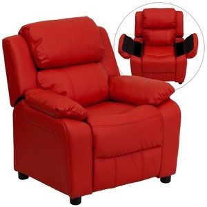 Emma and Oliver Deluxe Padded Contemporary Kids Recliner with Storage Arms - 1 of 4