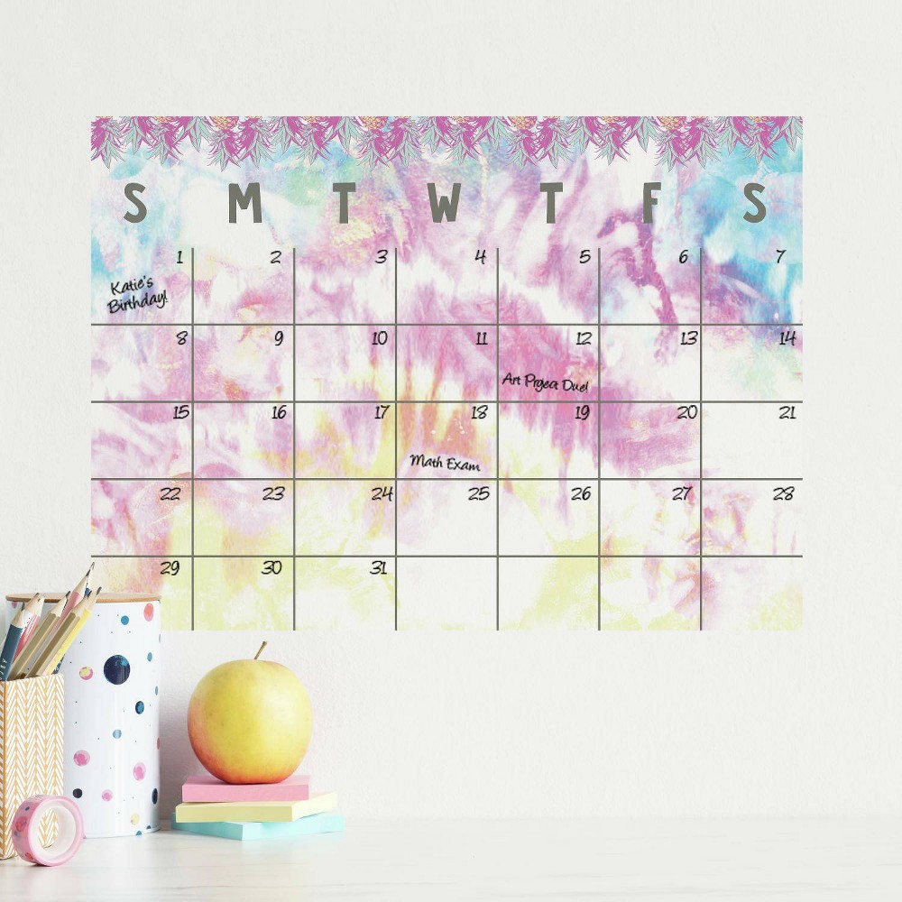 Photos - Planner Roommates Tie Dye Dry Erase Calendar Peel and Stick Giant Wall Decal  