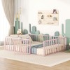 Okak Metal Floor Bed Twin/Full/Queen,Bed Frame with Heightened Fence & Lockable Door, Toddler Bed for Kids Room & Playroom - 2 of 3