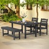 Hyleory Recycled HDPE 4pc Patio Dining Set - Rectangular Table & Umbrella Hole,Patio Dining Bench,2 Patio Armchairs - 2 of 4