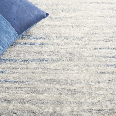 SAFAVIEH Abstract Greg Striped Runner Rug, Ivory/Dark Blue, 2'3" x 8'