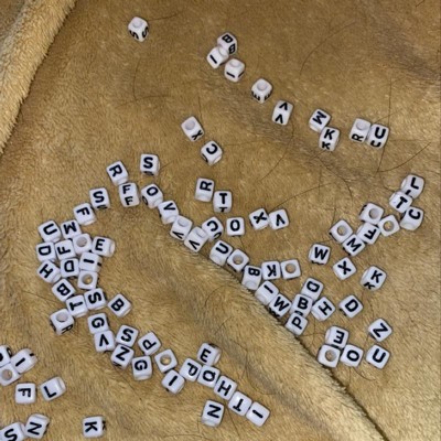 White Alphabet VOWELS ONLY 6mm Square Plastic Pony Beads 