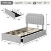 2025 New Bed Frame With 2 Flexible Drawers And Bookcase Headboard, Boucle Upholstered Platform Bed For Boys/Girls, Noise-Free, Easy Assembly, No Box - 3 of 4