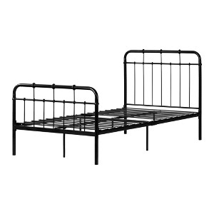 Twin Hankel Metal Platform Kids' Bed with Headboard and Footboard Pure Black - South Shore: Twin Bed Frame for Kids Bedroom - 1 of 4