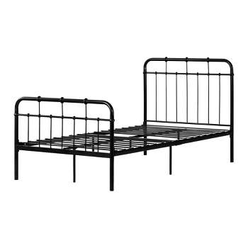 Twin Hankel Metal Platform Kids' Bed with Headboard and Footboard Pure Black - South Shore