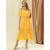 Allegra K Women's Off Shoulder Ruffle Lace Insert High Waist Short Sleeve Flowy Maxi Dress - 2 of 4