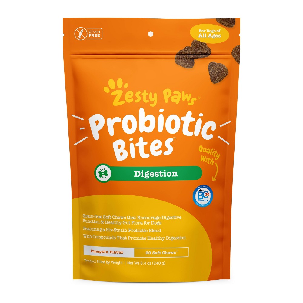 Must Have Zesty Paws Gut Health Probiotic Soft Chews for Dogs Pumpkin