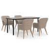 vidaXL Garden Dining Set Table: Black, Chairs: Brown, Cushions: Dark Grey - 2 of 4