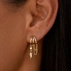 Dangle Earrings for Women,14k Gold Plated Triple Huggie Stud Earrings Cute Statement Chain Earring Dainty Drop - 2 of 4