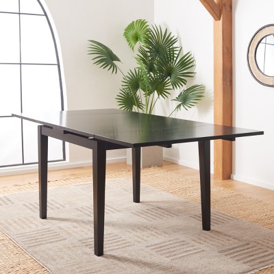 Black Wood Extendable Dining Table with Tapered Legs