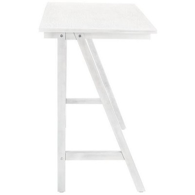 Asymmetrical Whitewashed Mahogany Desk with Drawer