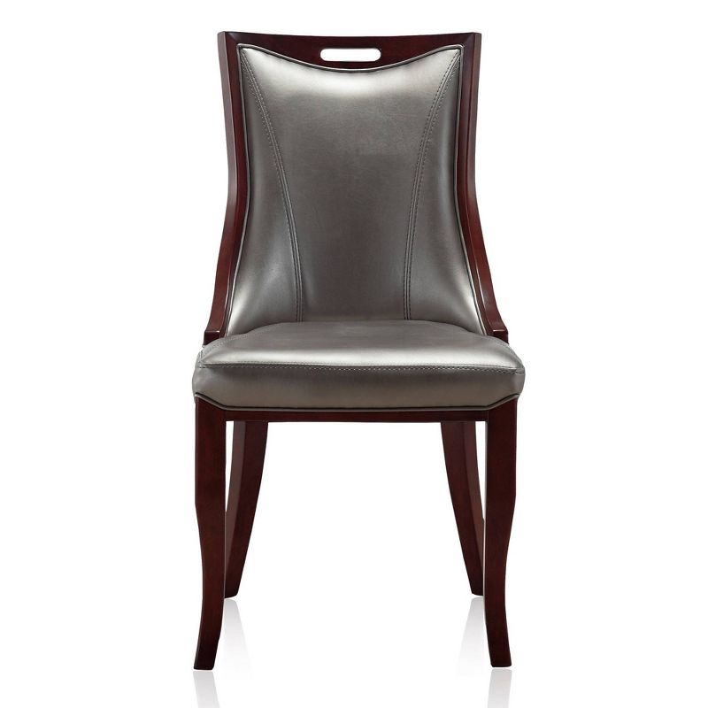 Set of 2 Emperor Faux Leather Dining Chairs Silver - Manhattan Comfort, 4 of 8