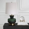 Uttermost Trentino Emerald Green Table Lamp – 28"H Mid-Century Modern Glass Base with Brass Accents & Linen Shade - 2 of 4