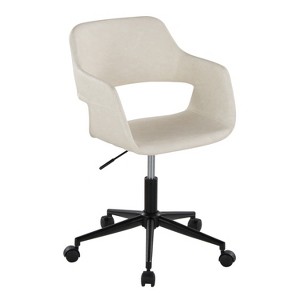 TiramisuBest Contemporary Black Metal & Cream Faux Leather Low Back Task Chair, Ergonomic, Adjustable Height & 360¡ã Swivel - 1 of 4