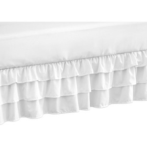 Sweet Jojo Designs Boy, Girl, Gender Neutral 3 Tiered Ruffle Crib Bed Skirt Harper White - 1 of 3