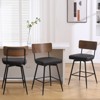 Bekrvio 26" Counter Height Swivel Bar Stools Set of 2/3 - Upholstered Faux Leather, Wood Backs & Metal Legs, Counter Stools for Kitchen Island - 2 of 4