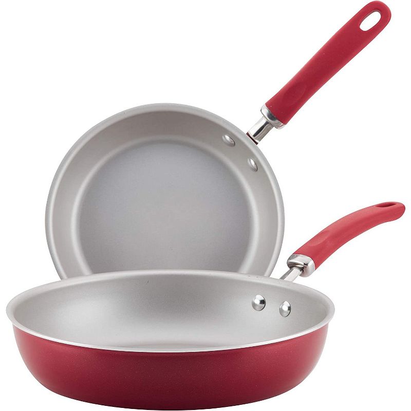 Rachael Ray Create Delicious Nonstick Frying Pan Set / Fry Pan Set / Skillet Set - 9.5 Inch and 11.75 Inch, Red, 2 of 6
