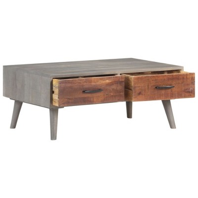 vidaXL Coffee Table Grey Solid Rough Mango Wood Medium Coffee Table
