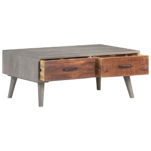 vidaXL Coffee Table Grey Solid Rough Mango Wood Medium Coffee Table - 1 of 4
