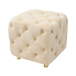 EHMKNP Modern Velvet Upholstered Ottoman – Exquisite Small End Table, Foot Stool & Dressing Chair - 1 of 4