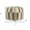 HomeRoots 18" Brown Ivory And Khaki Brown Woven Geometric Pouf Ottoman - 3 of 4