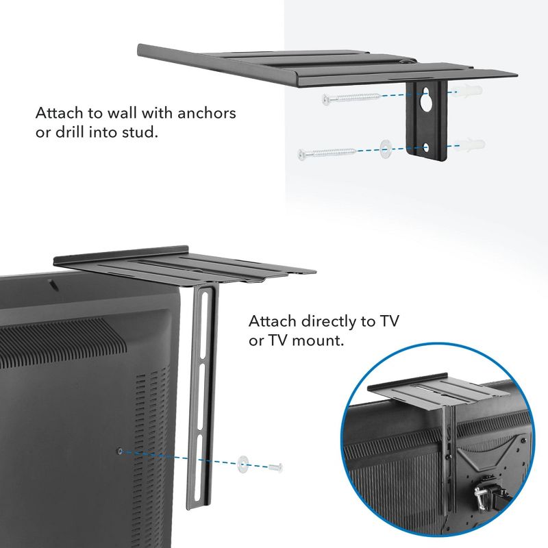 Mount-It! Floating TV Shelf for Wall Mounted TV | Streaming Devices, Speakers, and Cable | 6.6 Lbs. Weight Capacity, 3 of 9