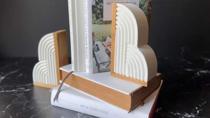 Set of 2 Cloud Bookends White Wood & MDF by Foreside Home & Garden, 2 of 9, play video