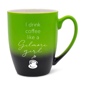 Elanze Designs I Drink Coffee Like A Gilmore Girl Two Toned Ombre Matte Green and Black 12 ounce Ceramic Stoneware Coffee Cup Mug - 1 of 4