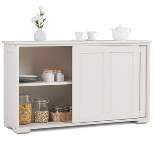 Costway Kitchen Storage Cabinet Sideboard Buffet Cupboard Wood Sliding Door Pantry White