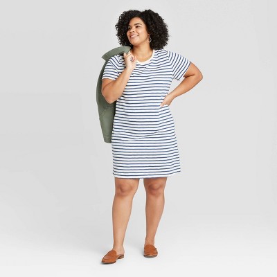 plus size striped shirt dress