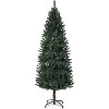 6 ft Pre-Lit Pencil Christmas Tree, Slim Hinged Artificial, 250 Color-Changing Lights, 566 Tips, Metal Stand, for Home/Party Holiday Decor, Green - 3 of 4