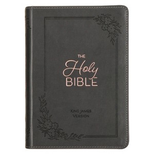 KJV Holy Bible, Compact Large Print Faux Leather Red Letter Edition - Ribbon Marker, King James Version, Gray - (Leather Bound) - 1 of 1