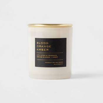 8oz Lidded Glass Jar Black Label Blood Orange Amber Candle - Threshold™