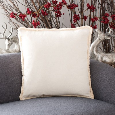 Rinley 19" Square Off-White Cotton Blend Throw Pillow