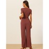 Allegra K Women's Front Twist Top Wide Leg Pants Lounge Tracksuit Set 2 Pcs - 3 of 4
